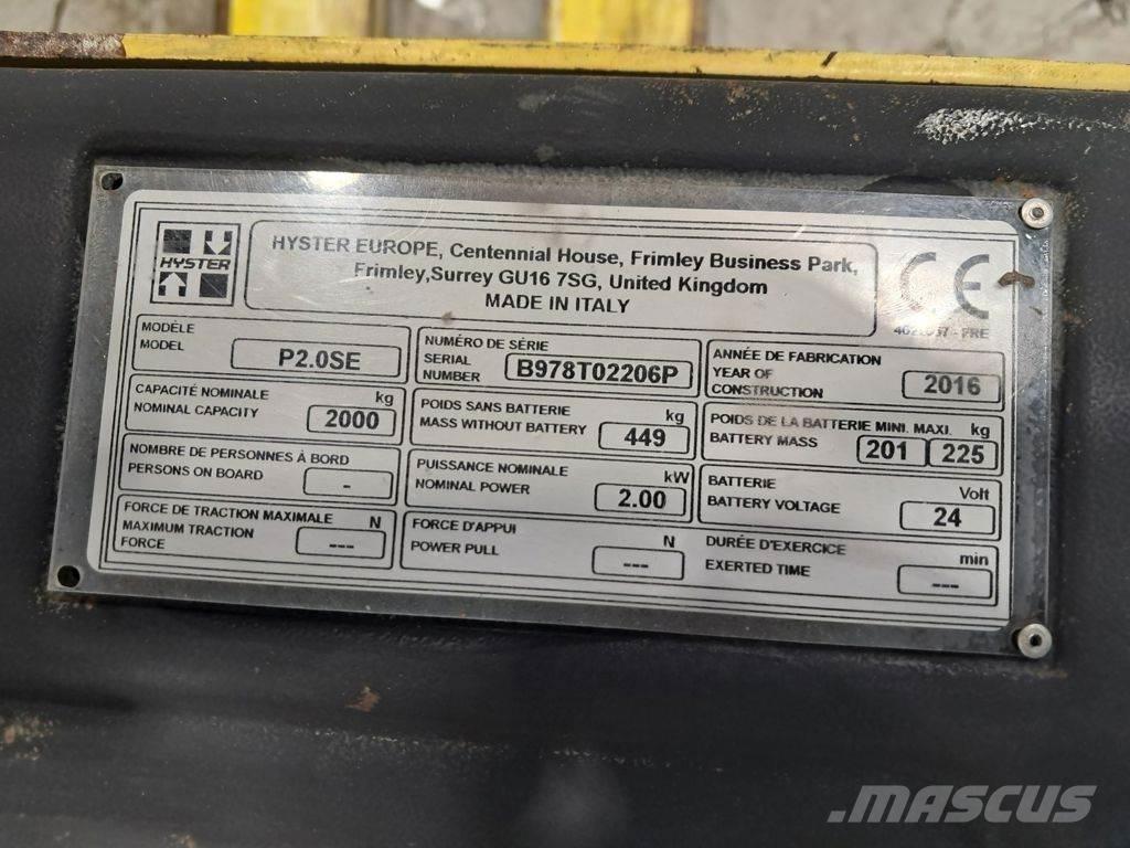 Hyster P2.OSE Nízkozdvižný vozík s plošinou