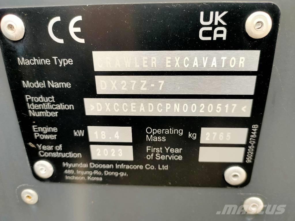 Doosan DX 27 Z Mini rýpadla < 7t