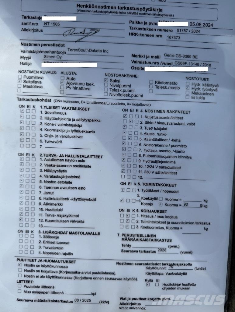 Genie GS 3369 BE Nůžková zvedací plošina