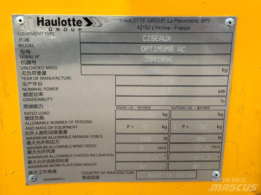 Haulotte OPTIMUM 8 Nůžková zvedací plošina