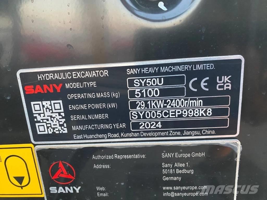 Sany SY 50 U Mini rýpadla < 7t