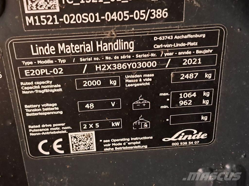 Linde E20PL-02 Akumulátorové vozíky