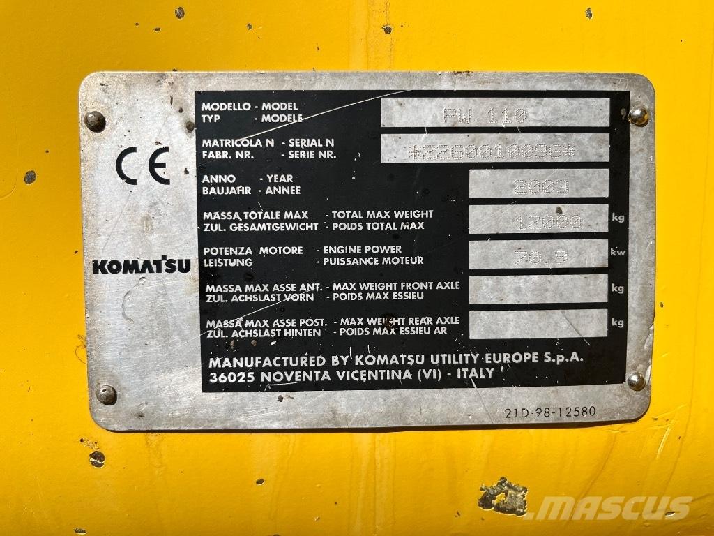 Komatsu PW 110 Kolová rýpadla