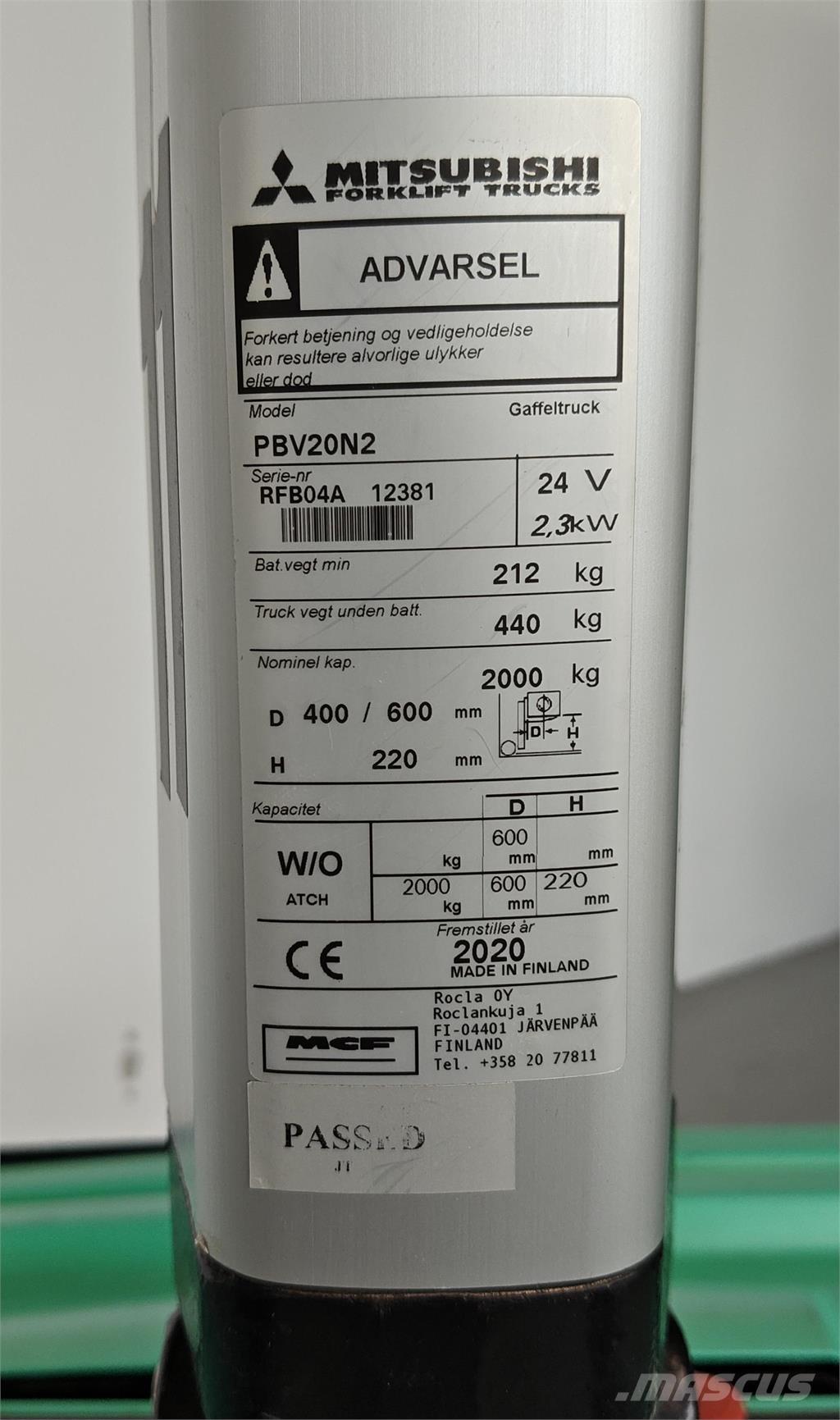 Mitsubishi PBV20N2 Vozíky s plošinou pro náklad