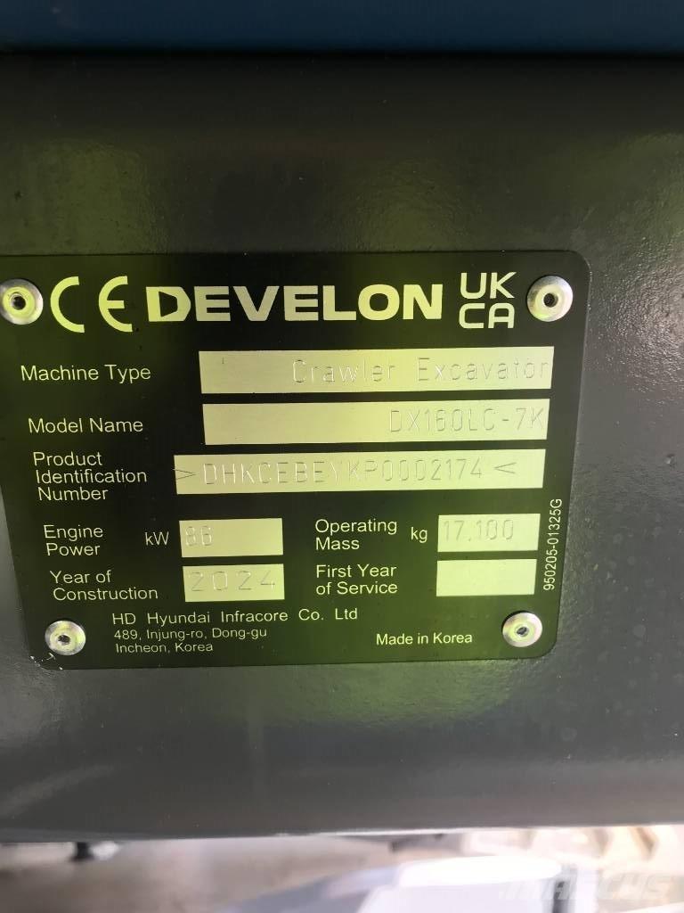 Develon DX160LC-7K Pásová rýpadla
