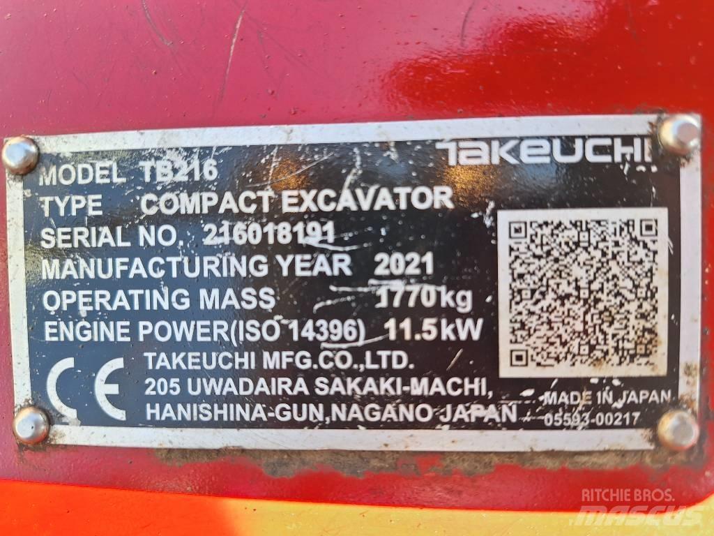 Takeuchi TB 216 Mini rýpadla < 7t