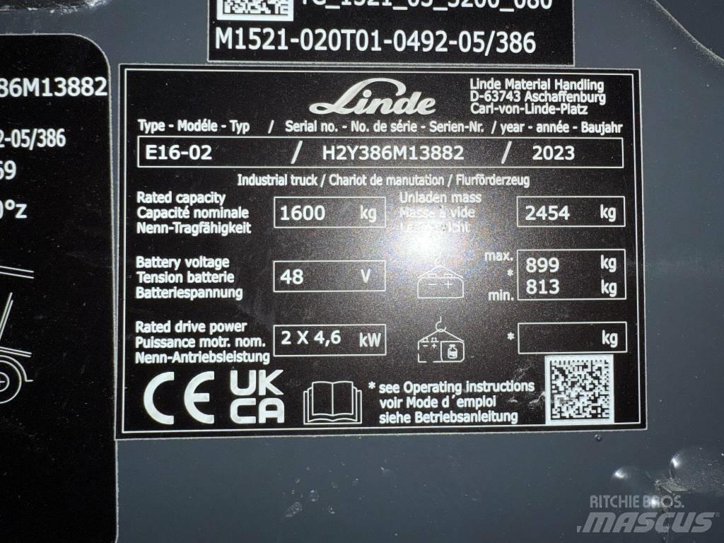 Linde E16/386-02 Akumulátorové vozíky