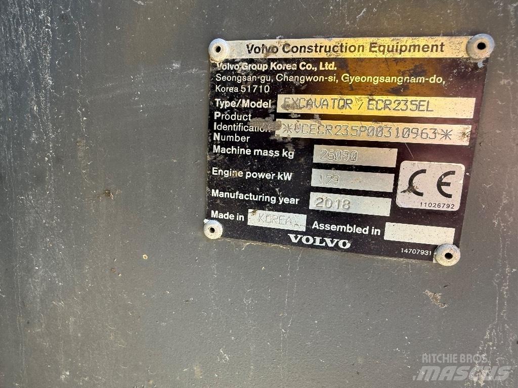 Volvo ECR 235 EL Pásová rýpadla