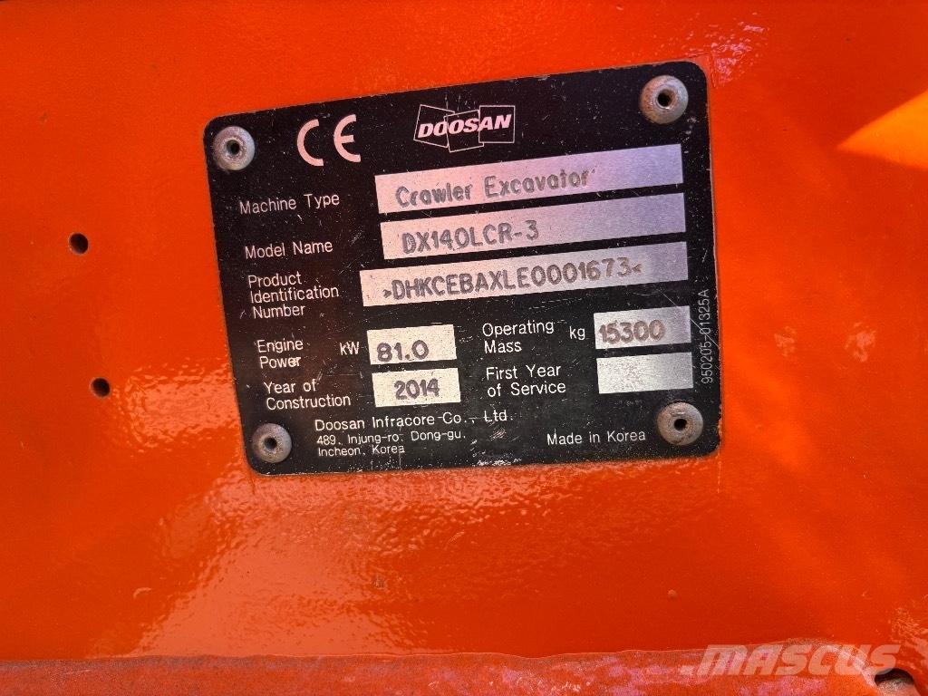 Doosan DX 140 LCR-3 Pásová rýpadla