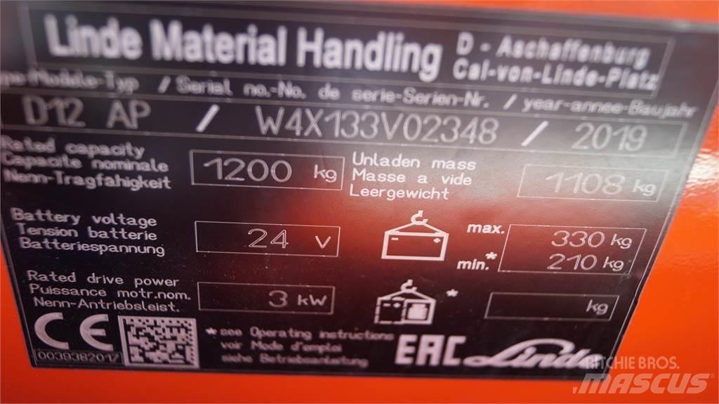 Linde D12AP Ručně vedené vysokozdvižné vozíky