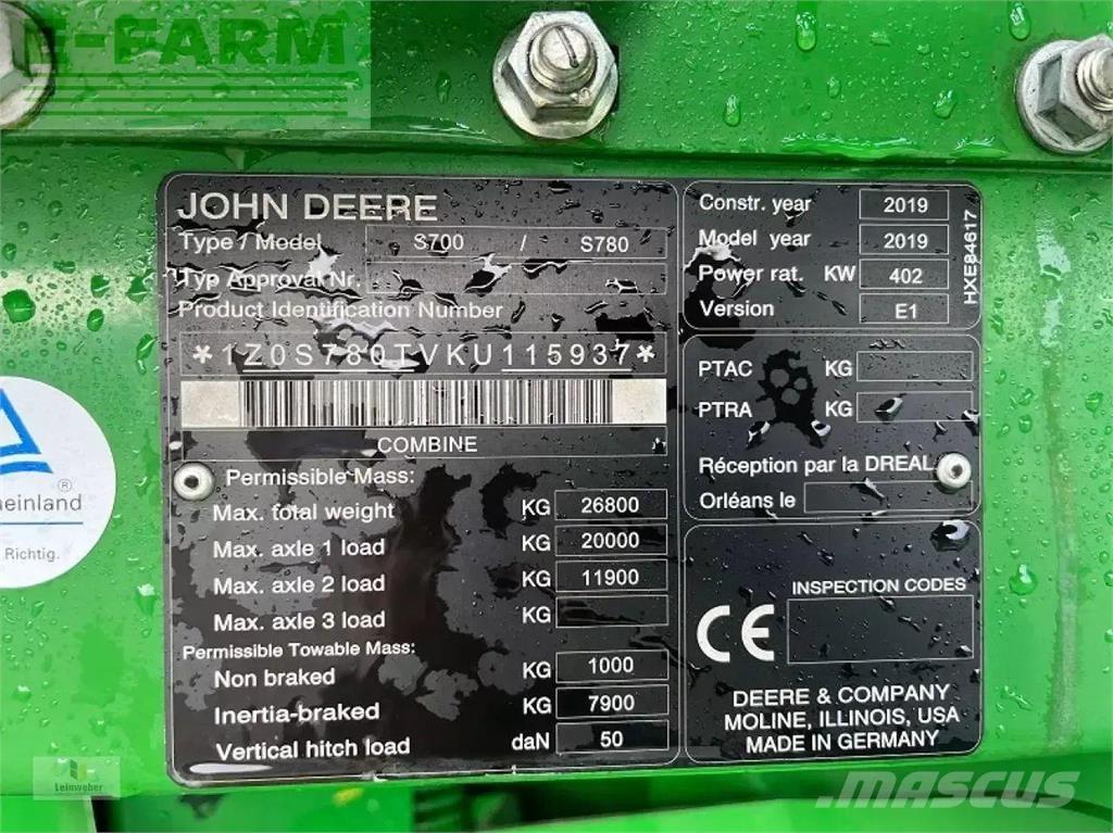 John Deere s 780i Sklízecí mlátičky