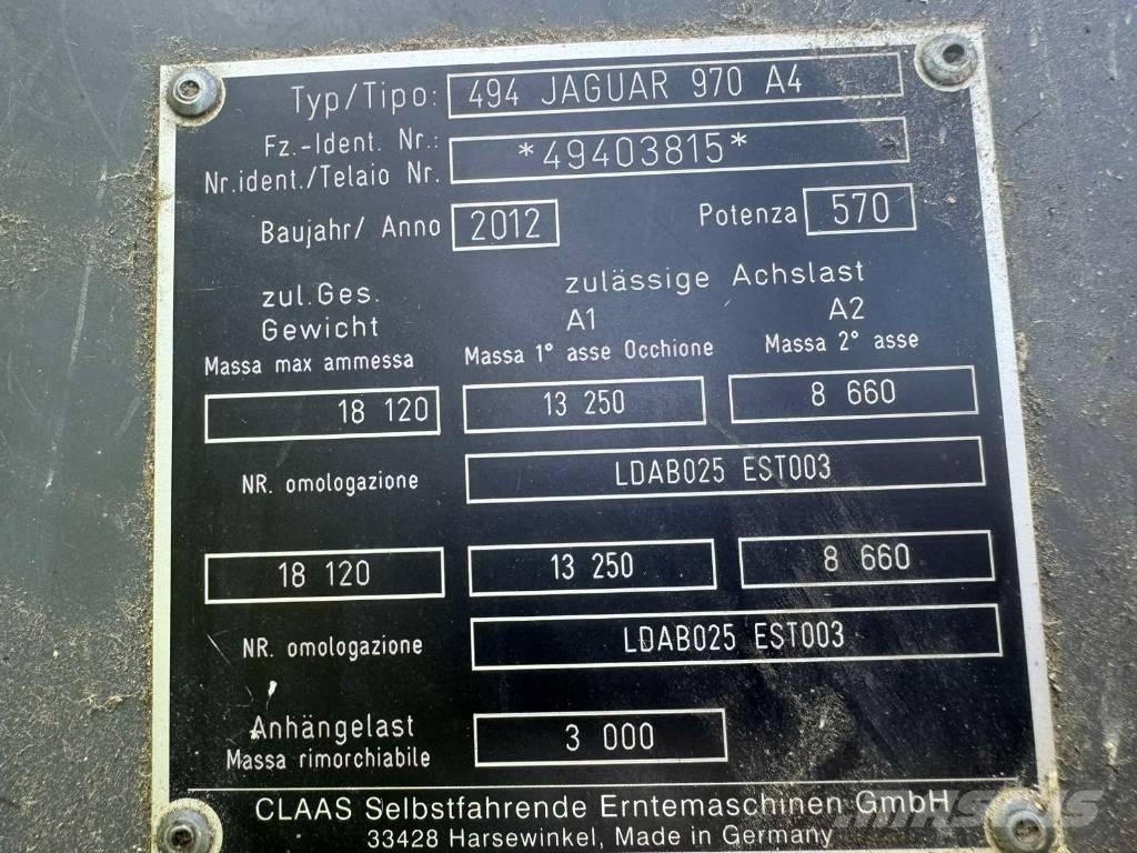 CLAAS Jaguar 970 Samojízdné sekačky