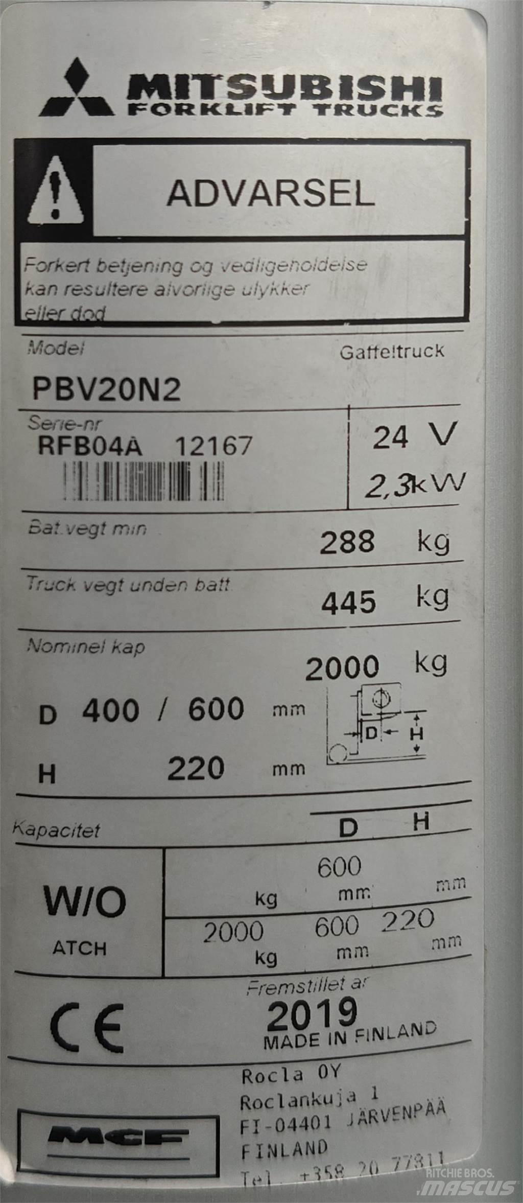 Mitsubishi PBV20N2 Další
