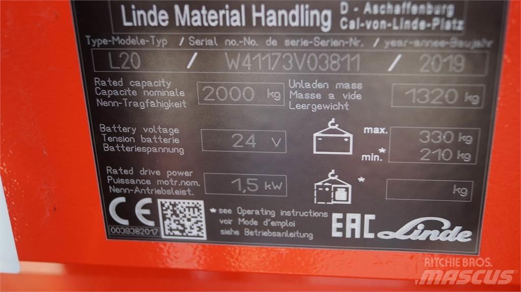 Linde L20i Ručně vedené vysokozdvižné vozíky