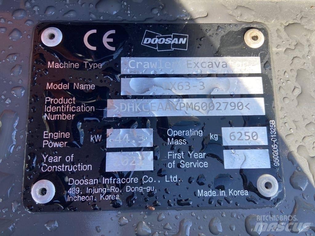 Doosan DX63-3 Pásová rýpadla