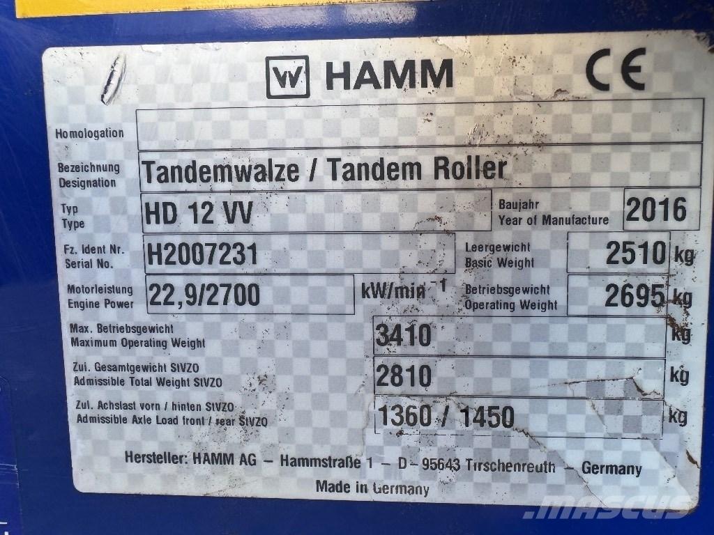 Hamm HD 12 VV Tandemové válce
