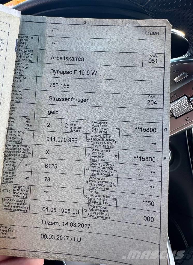 Dynapac F 16-6W Finišery
