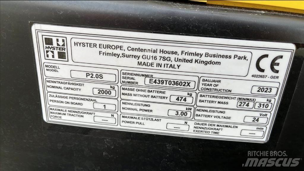 Hyster P 2.0 S Nízkozdvižný vozík