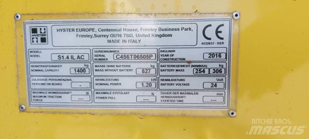 Hyster S 1.4 IL Ručně vedené vysokozdvižné vozíky