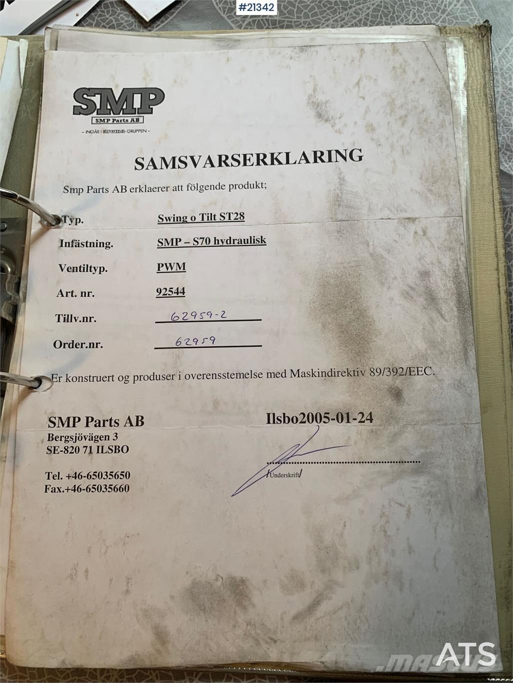 SMP S70 Rotortilt Ostatní komponenty