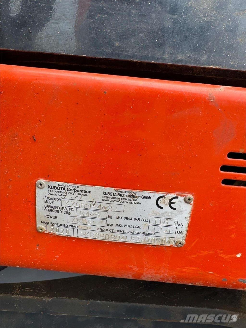 Kubota KX080-4a2 Pásová rýpadla