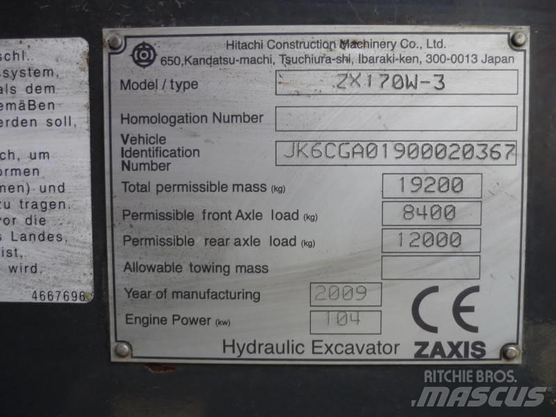 Hitachi ZX170W-3 Kolová rýpadla