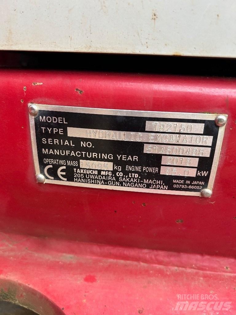 Takeuchi TB 2150 Pásová rýpadla