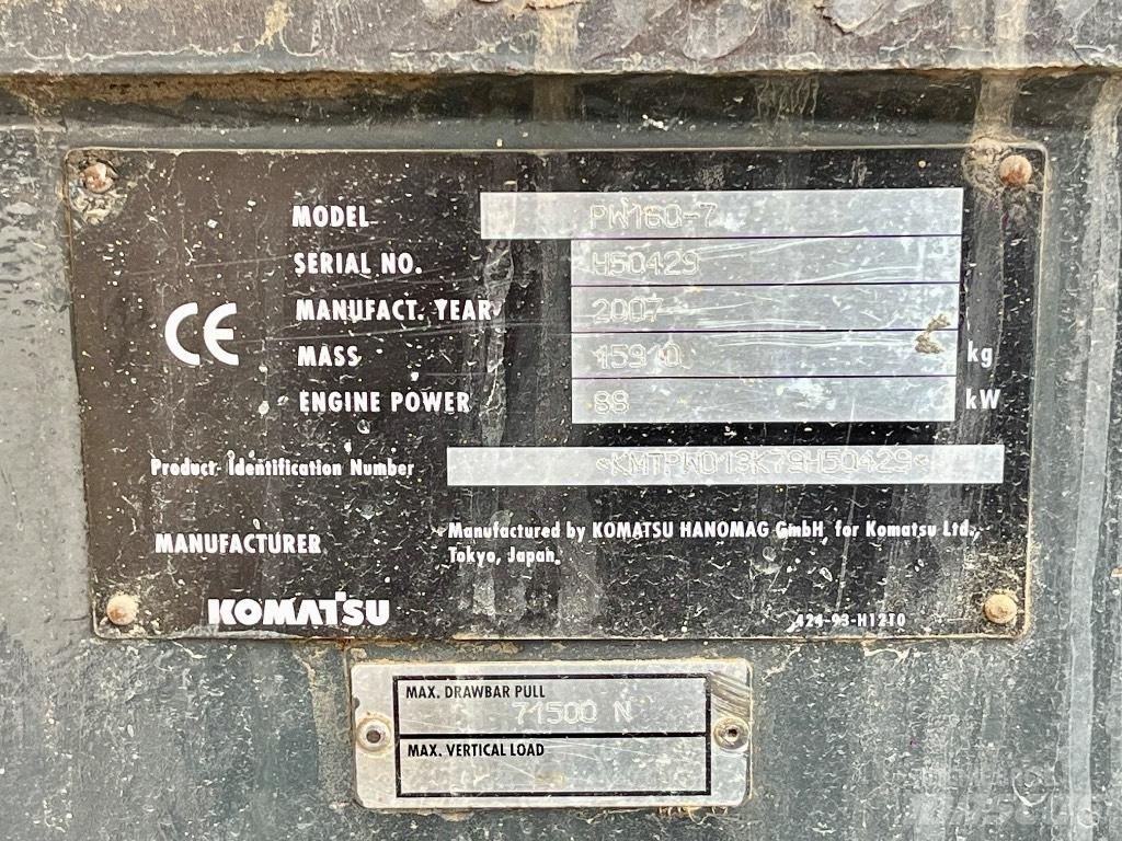 Komatsu PW 160 Kolová rýpadla