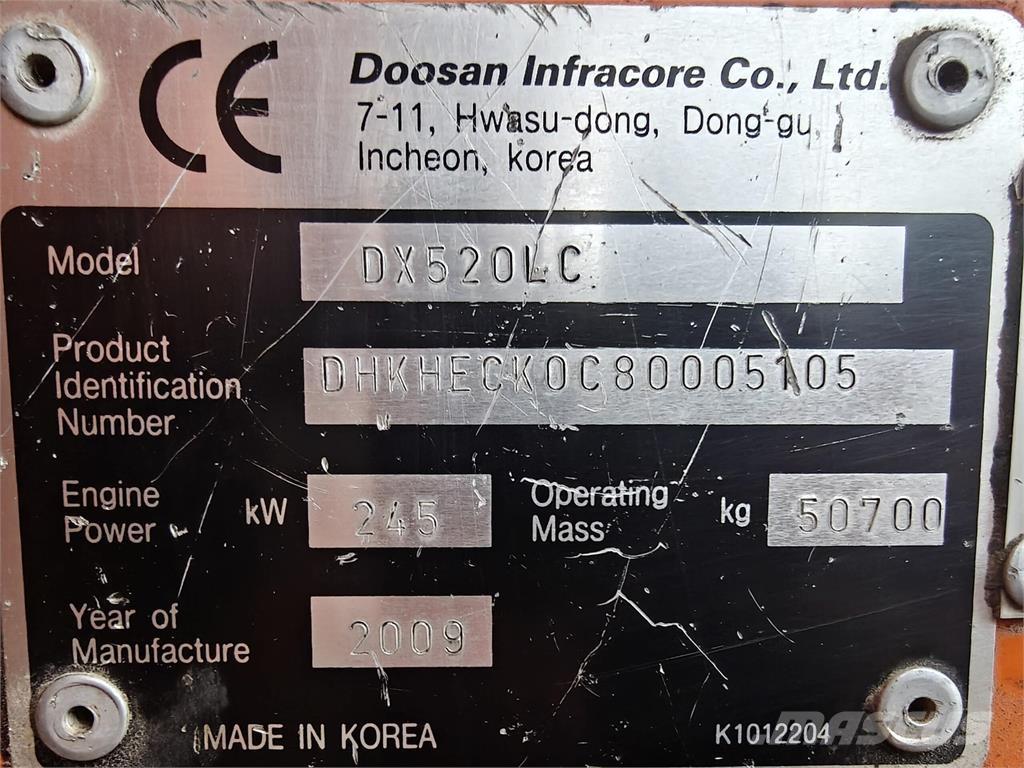 Doosan DX520LC Pásová rýpadla