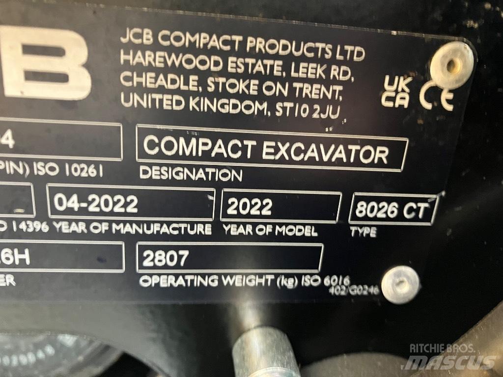 JCB 8026 CTS Mini rýpadla < 7t