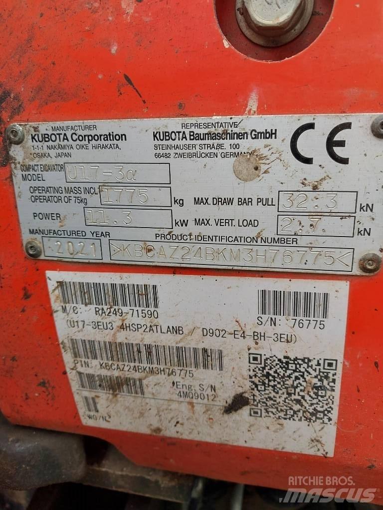 Kubota U 17-3N Mini rýpadla < 7t