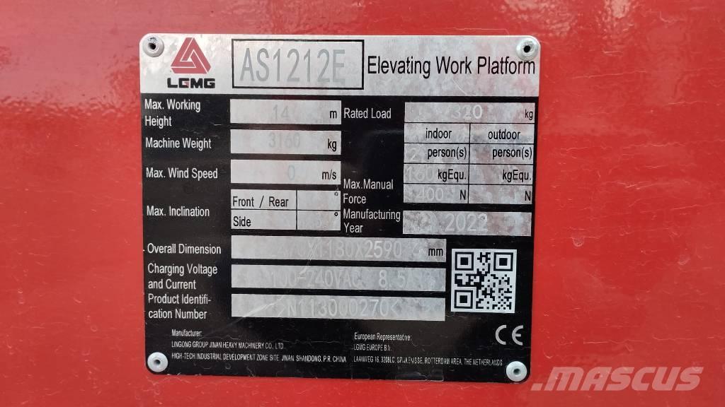 LGMG AS 1212 E Nůžková zvedací plošina