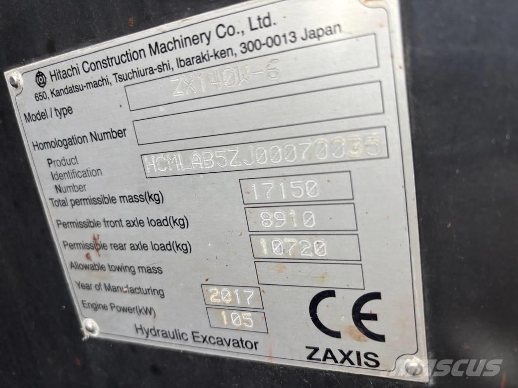Hitachi ZX 140 W-6 Kolová rýpadla