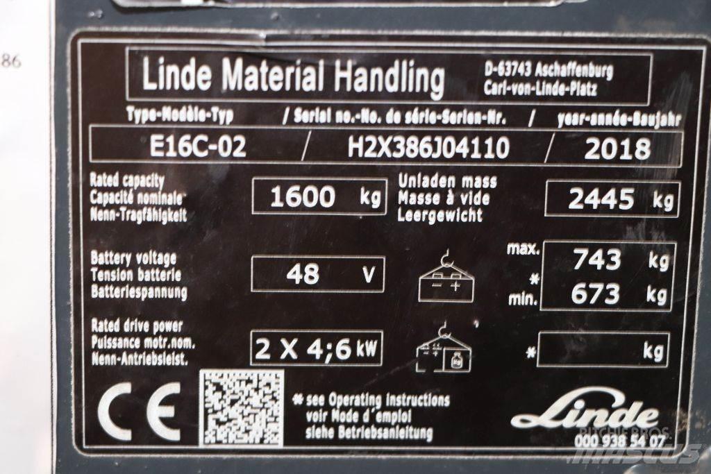 Linde E16C-02 Akumulátorové vozíky