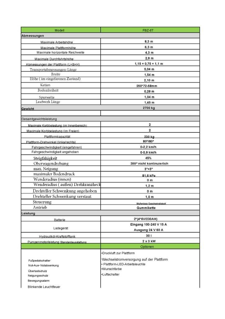 Fronteq FBZ-6T Další zvedače a plošiny