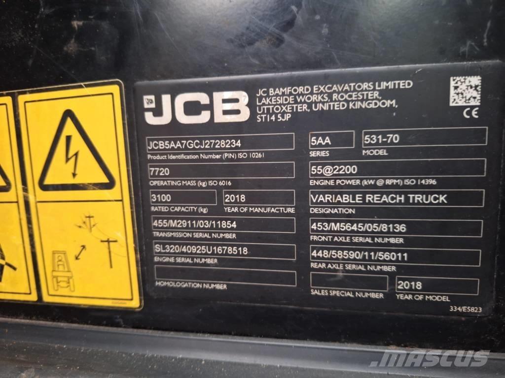 JCB 531-70 Teleskopické manipulátory