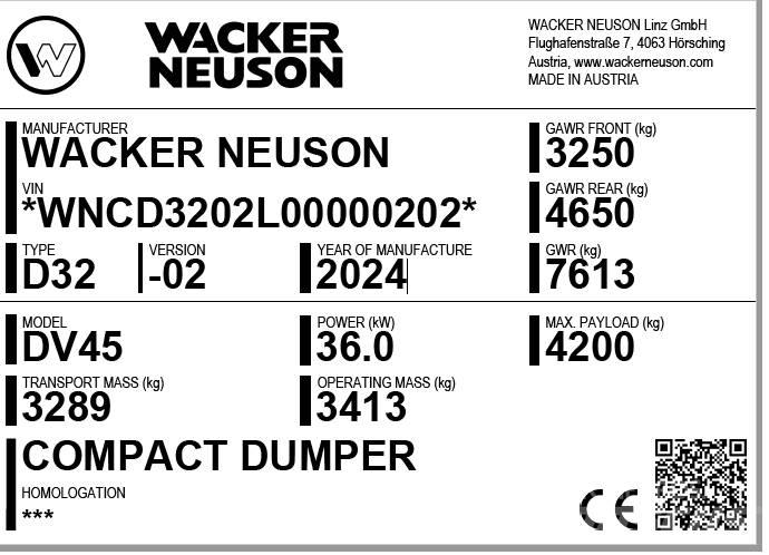 Wacker Neuson DV45 Vyklápěcí dempry