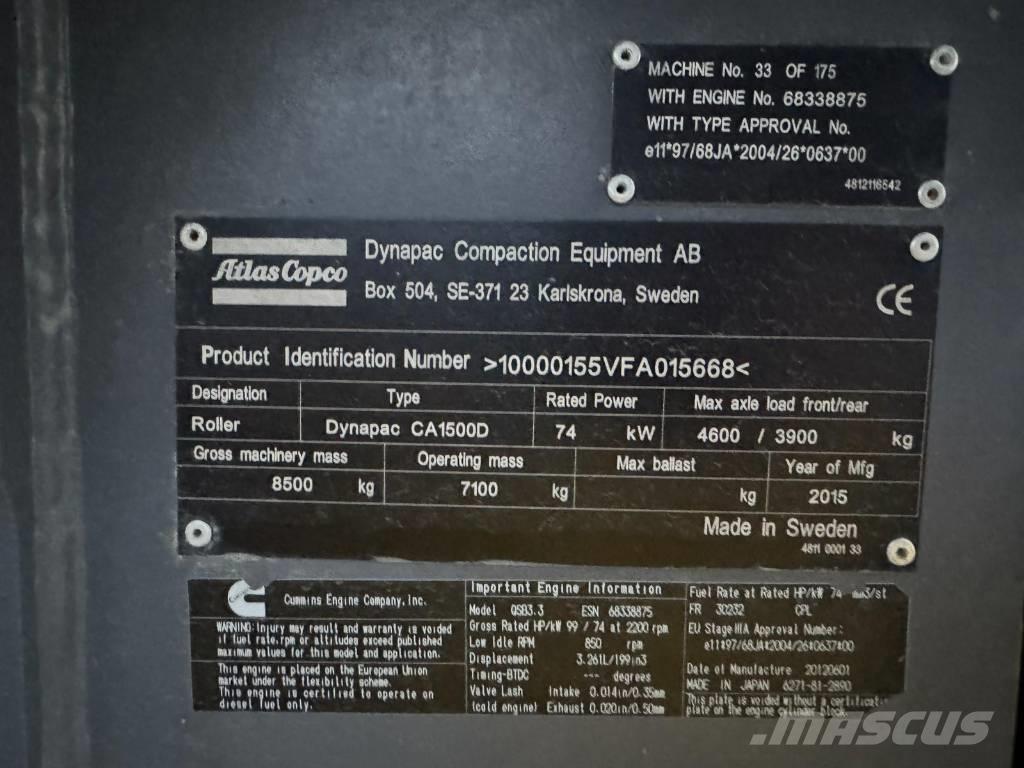 Dynapack CA1500D Tahačové válce