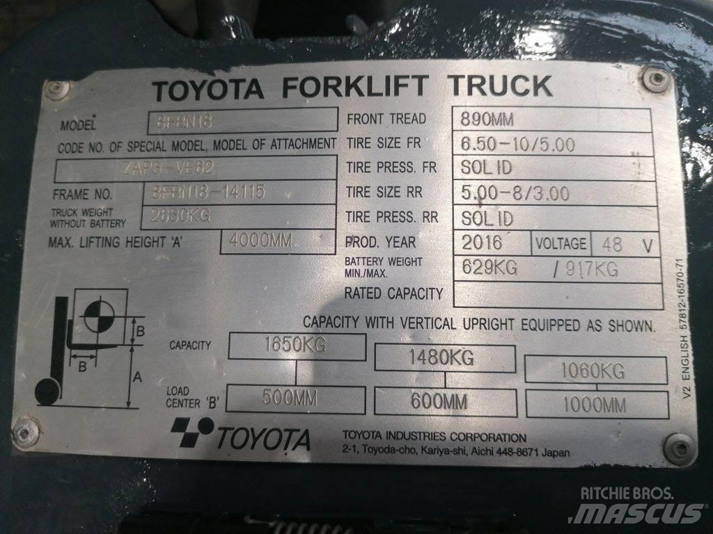 Toyota 8FBN18 Akumulátorové vozíky
