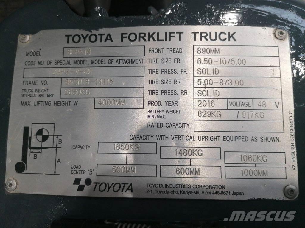 Toyota 8FBN18 Akumulátorové vozíky