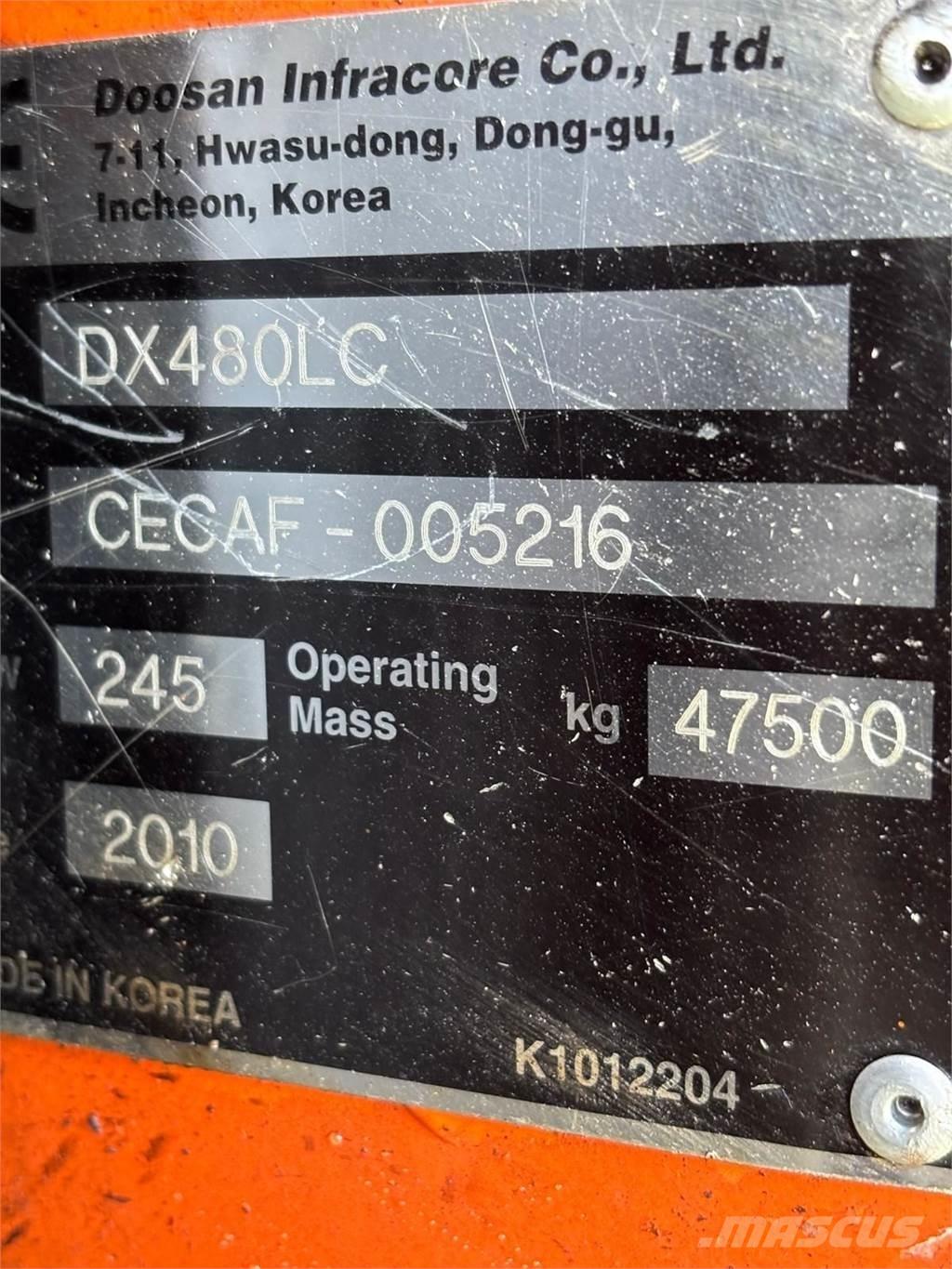Doosan DX480LC Pásová rýpadla