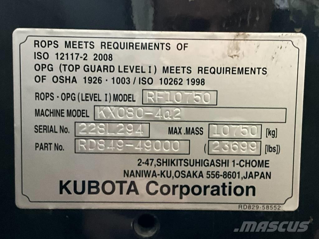 Kubota KX 080-4 A 2 Kabiny a interiér