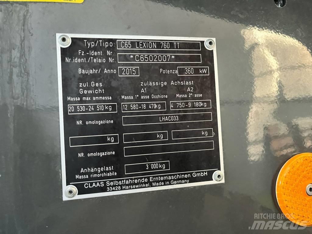 CLAAS Lexion 760 TT Sklízecí mlátičky