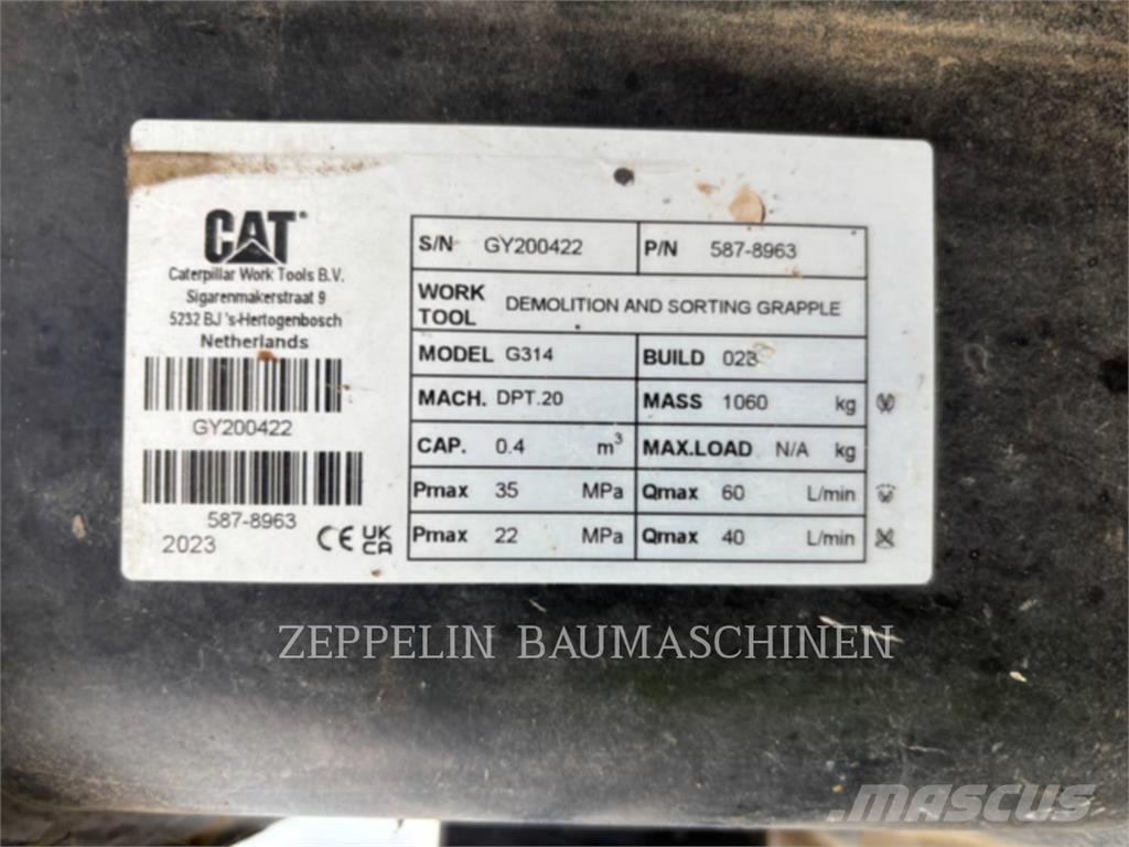 CAT G314-D Klešťové drapáky