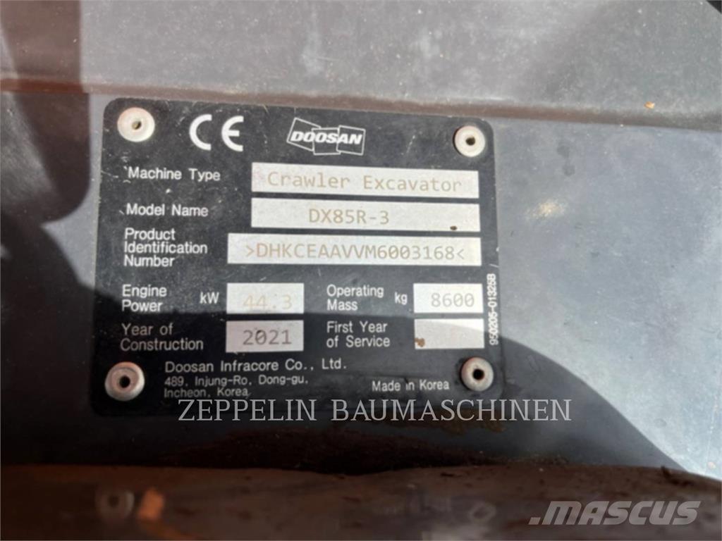Doosan DX85R-3 Pásová rýpadla