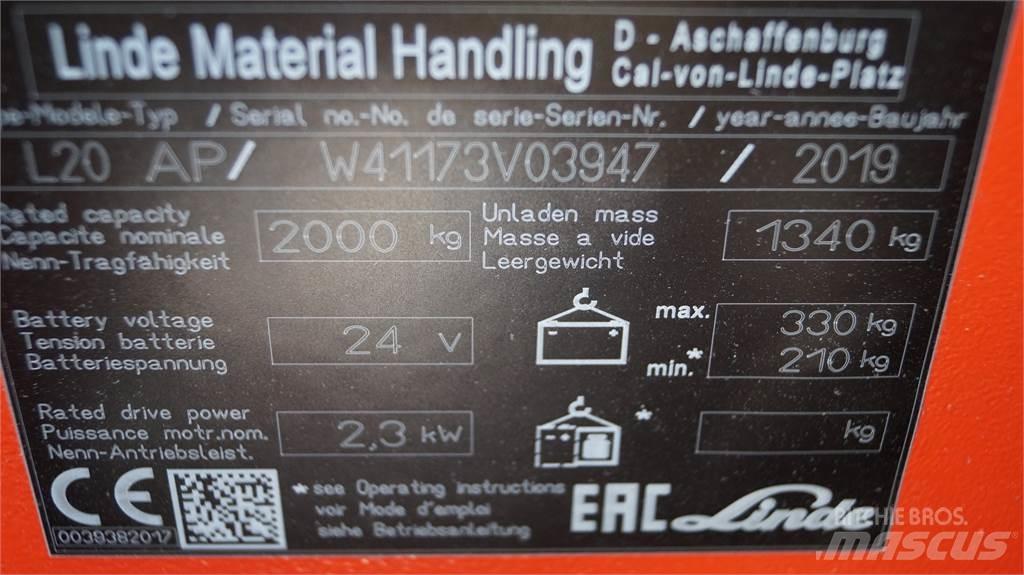 Linde L20APi Ručně vedené vysokozdvižné vozíky