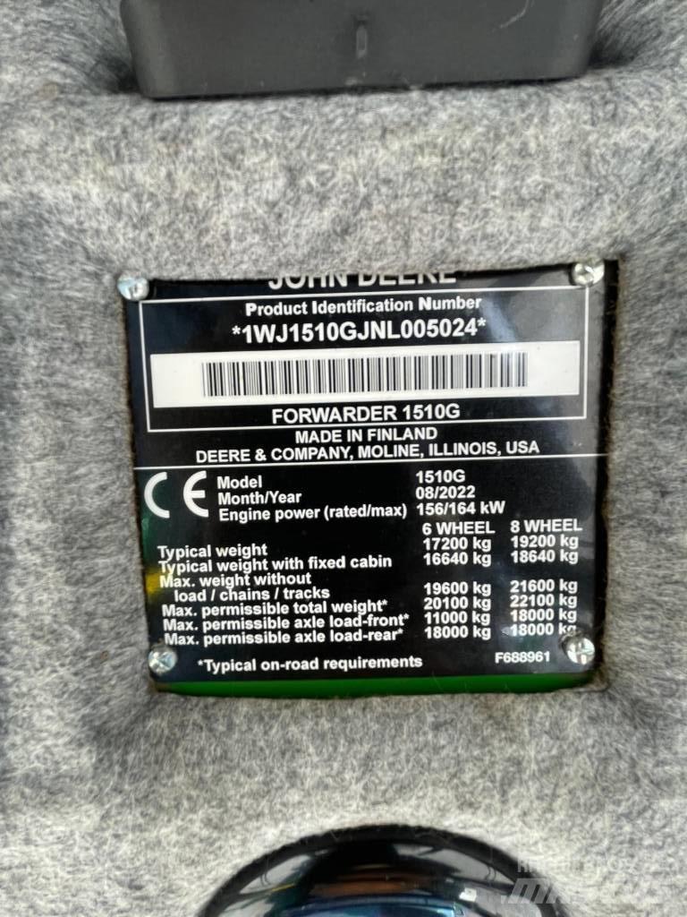 John Deere 1510G Vyvážecí traktory