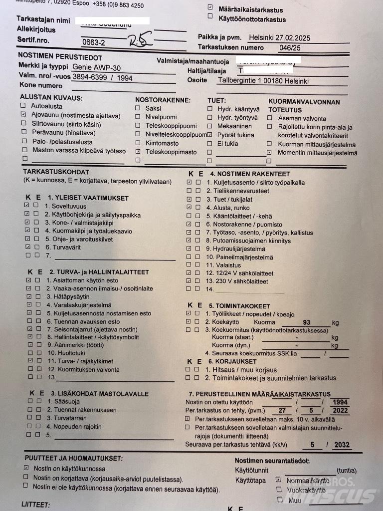 Genie AWP 30 Vertikální sloupové výtahy