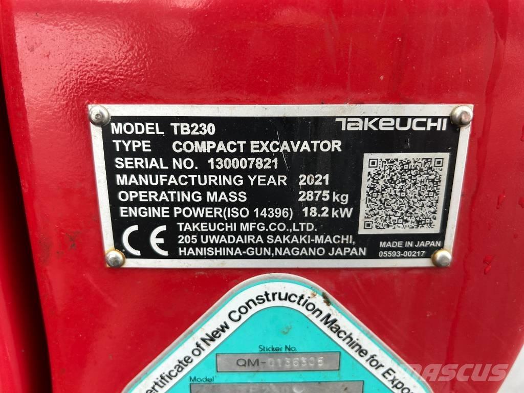 Takeuchi TB 230 V3 Mini rýpadla < 7t