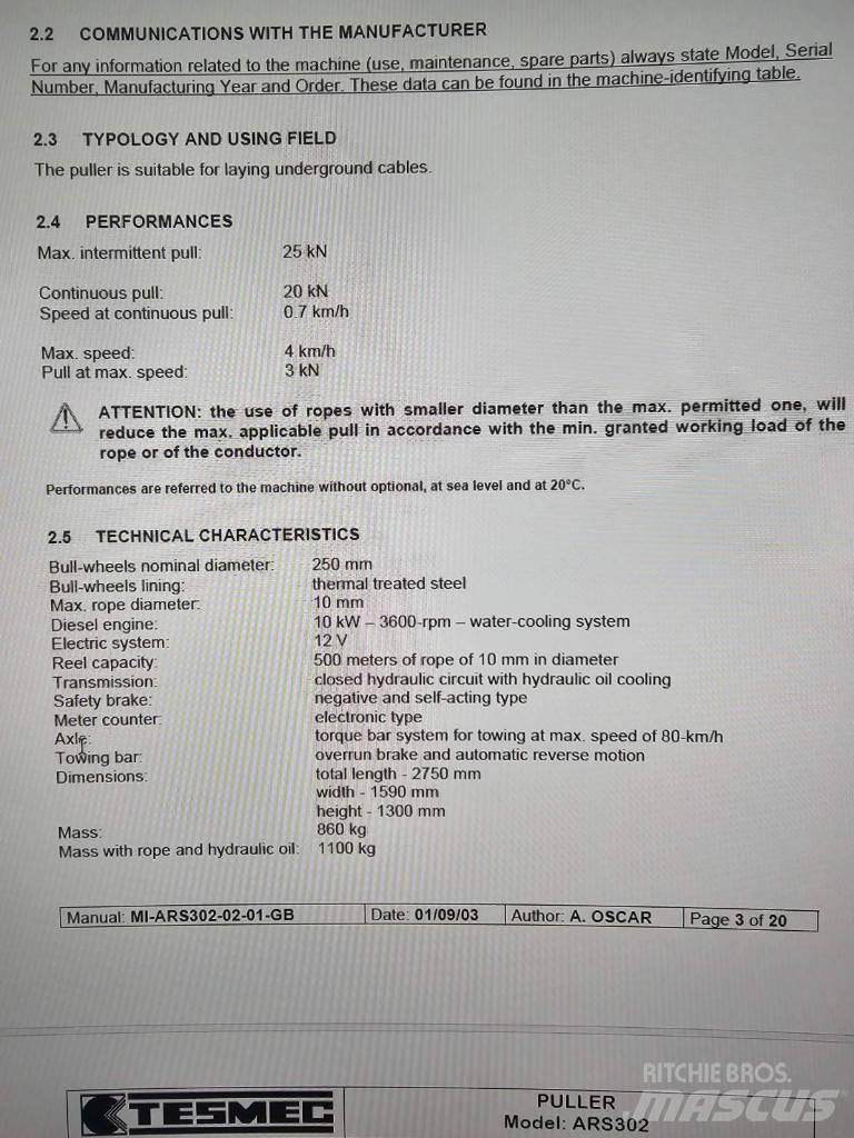 Tesmec ARS 302 Stavebnictví - ostatní